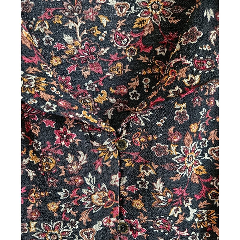 MASON & BELLE XXL 2X Blouse Button Up Dark Floral Ruffle Collar Long Sleeve 46" - Picture 4 of 7